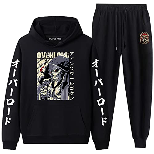 acsefire Overlord Anime Print Hoodie Sets Sweatshirt Anzug Freizeithose Langarm Sport Ainz Ooal Gown Cosplay Hoodie Sets von acsefire