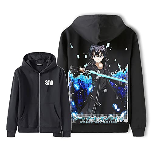 acsefire Sword Art Online Zip Cardigan Pullover Bedruckter Langarm Hoodie Anime Kirigaya Kazuto Cosplay Kostüme Herren und Damen Alltag Lässig Lose Mode Mantel von acsefire