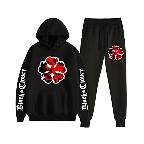 acsefire Unisex Anime Black Clover Hoodie Hose Trainingsanzug Asta Langarm Sweatshirt Elastic Waist Jogginghose 2 Stück/Set von acsefire