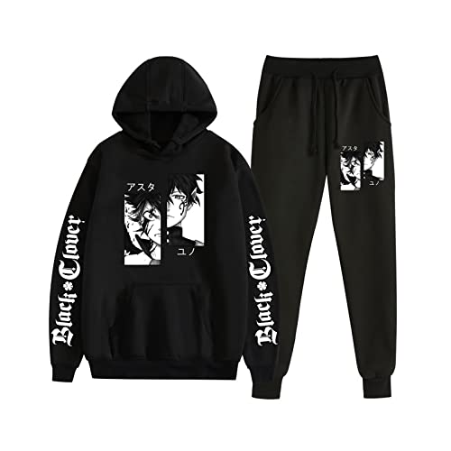 acsefire Unisex Anime Black Clover Hoodie Hose Trainingsanzug Asta Langarm Sweatshirt Elastic Waist Jogginghose 2 Stück / Set von acsefire