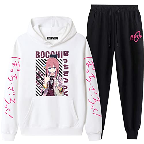 acsefire Unisex Anime Bocchi the Rock! Hoodie Hose Trainingsanzug Gotou Hitori Langarm Sweatshirt Elastic Waist Jogginghose 2 Stück / Set von acsefire