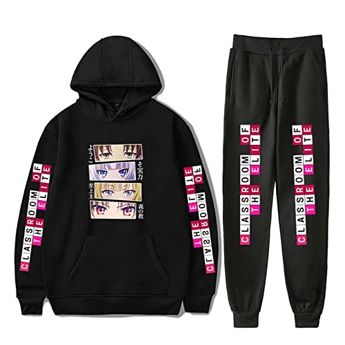 acsefire Unisex Anime Classroom of The Elite Hoodie Hose Trainingsanzug Ayanokouji Kiyotaka Langarm Sweatshirt Elastic Waist Jogginghose 2 Stück/Set von acsefire