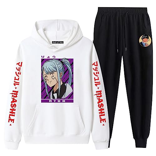 acsefire Unisex Anime Mashle: Magic and Muscles Hoodie Hose Trainingsanzug Burnedead Mash Langarm Sweatshirt Elastic Waist Jogginghose 2 Stück/Set von acsefire