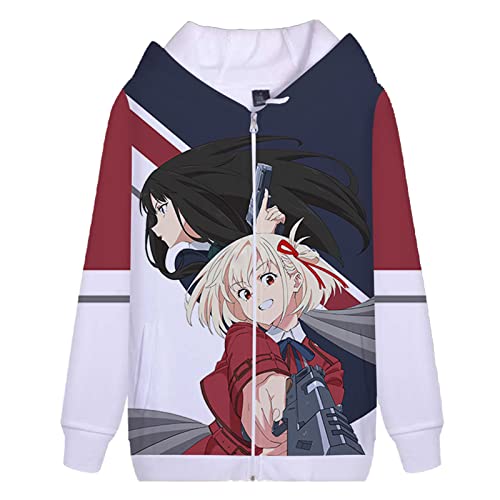acsefire Unisex Anime Reißverschluss-Sweatshirt Inoue Takina Langarm Cosplay Kapuzenpullover Nishikigi Chisato Strickjacke für Lycoris Recoil Fans acsefire Unisex Anime Reißverschluss-Sweatshirt Inoue Takina Langarm Cosplay Kapuzenpullover Nishikigi Chisato Strickjacke für Lycoris Recoil Fans von acsefire