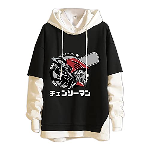 acsefire Unisex Anime Sweatshirt Chainsaw Man Gedruckte Langarm Kapuzenpullover Lustige Pochita Fake Zwei Pullover Denji Power Hoodie von acsefire