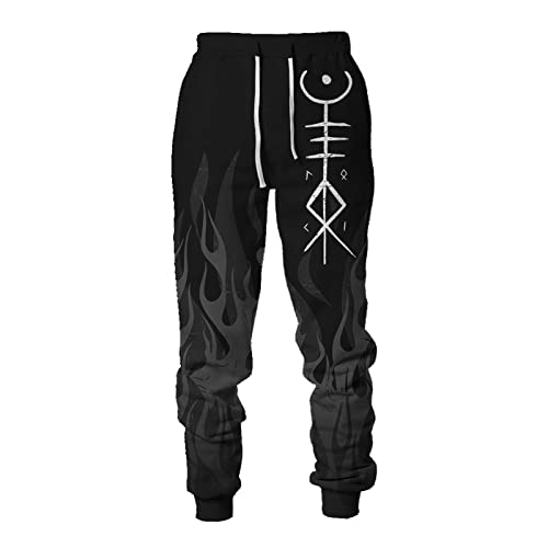 acsefire Wikingerhose Herrenhose mit Tunnelzug und elastischer Taille Jogginghose Nordische Mythologie Wikinger Print Sweatpants von acsefire