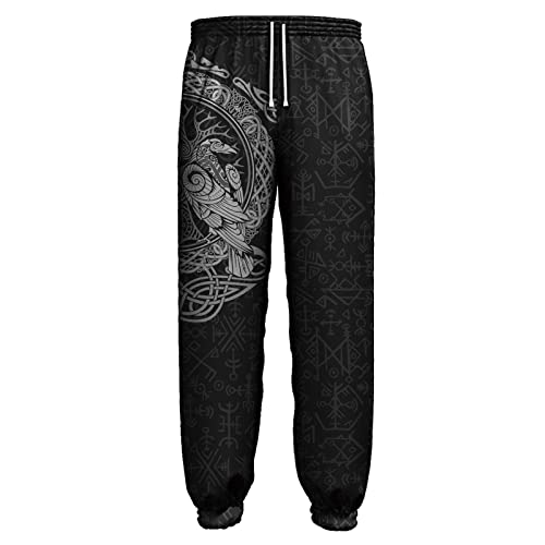 acsefire Wikingerhose Herrenhose mit Tunnelzug und elastischer Taille Jogginghose Nordische Mythologie Wikinger Print Sweatpants von acsefire