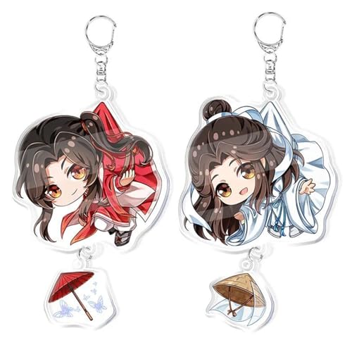 acsewater 2PCS Anime Tian Guan Ci Fu Schlüsselanhänger Heaven Official's Blessing Keychain Xie Lian Hua Cheng Cosplay Anhänger Schlüsselanhänger Cute Cartoon Keychain Collection von acsewater