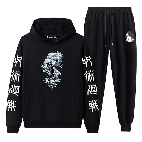 acsewater Unisex Anime Jujutsu Kaisen Hoodie Hose Trainingsanzug Geto Suguru Langarm Sweatshirt Elastic Waist Jogginghose 2 Stück/Set von acsewater