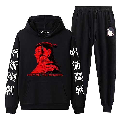 acsewater Unisex Anime Jujutsu Kaisen Hoodie Hose Trainingsanzug Geto Suguru Langarm Sweatshirt Elastic Waist Jogginghose 2 Stück/Set von acsewater