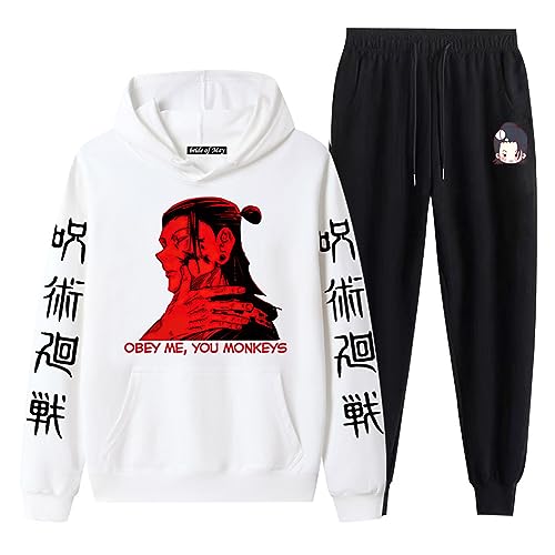 acsewater Unisex Anime Jujutsu Kaisen Hoodie Hose Trainingsanzug Geto Suguru Langarm Sweatshirt Elastic Waist Jogginghose 2 Stück/Set von acsewater