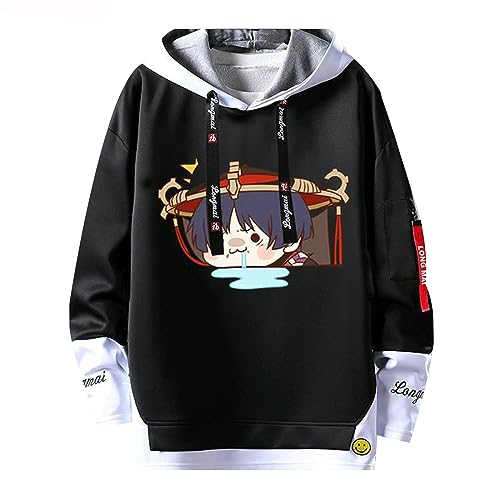 acsewater Unisex Kapuzenpulli mit Genshin Impact Fake Zweiteilige Nähte Sweatshirts Wanderer Kapuzenpullover Genshin Impact Wanderer Cosplay Sweatshirt von acsewater