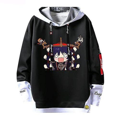 acsewater Unisex Kapuzenpulli mit Genshin Impact Fake Zweiteilige Nähte Sweatshirts Wanderer Kapuzenpullover Genshin Impact Wanderer Cosplay Sweatshirt von acsewater