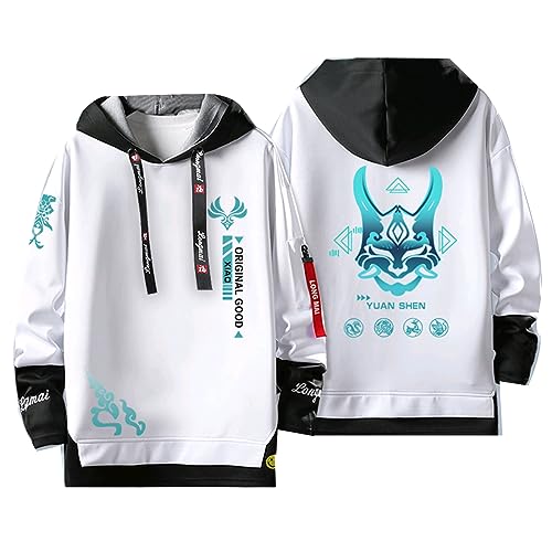 acsewater Unisex Kapuzenpulli mit Genshin Impact Fake Zweiteilige Nähte Sweatshirts Xiao Kapuzenpullover Genshin Impact Xiao Cosplay Sweatshirt acsewater Unisex Kapuzenpulli mit Genshin Impact Fake Zweiteilige Nähte Sweatshirts Xiao Kapuzenpullover Genshin Impact Xiao Cosplay Sweatshirt von acsewater