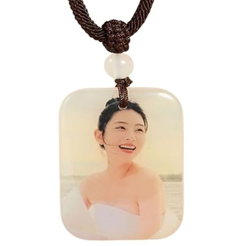 actoper Individuelle modische Jade-Anhänger-Halskette, Foto-Gravur, doppelseitig, personalisiertes Geschenk für Paare von actoper