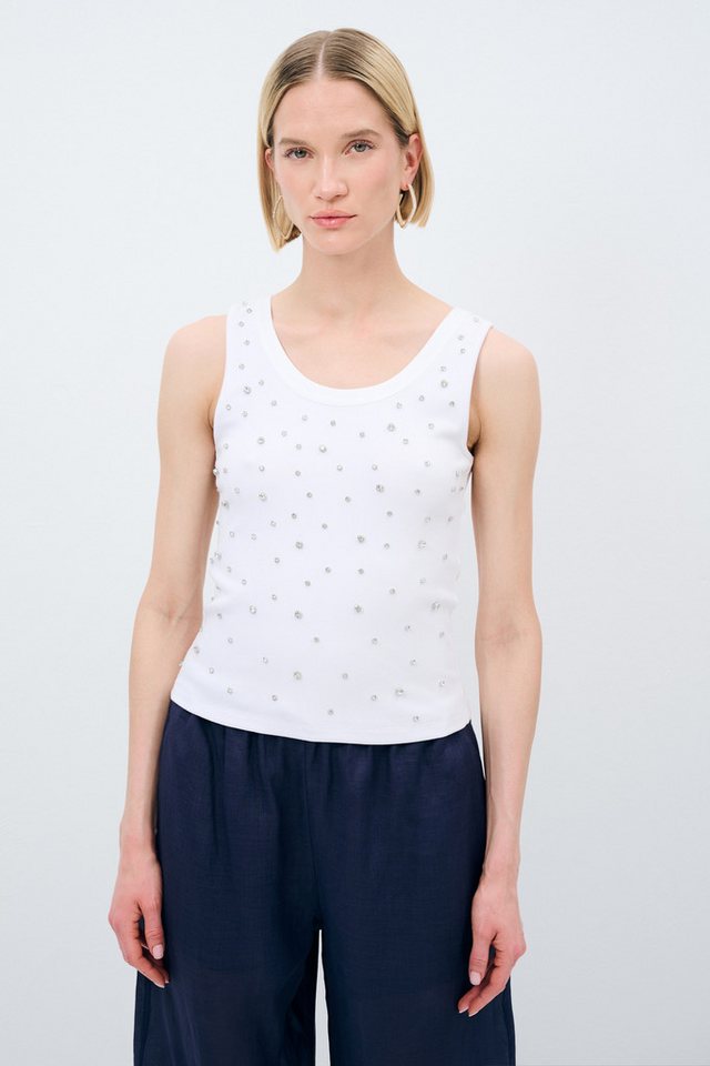 adL Blusentop Ribbed Tank Top with Rhinestones von adL