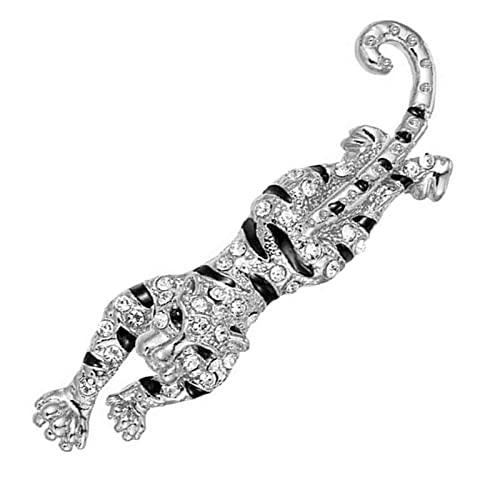 Brosche für Herren Anzug - Brosche Pins - Tiger Leopard Brosche Pin Schmuck mit Strass für Männer Anzüge Valentinstag Geschenke für Freund Vatertag Geschenk Adawd, Strassstein von adawd