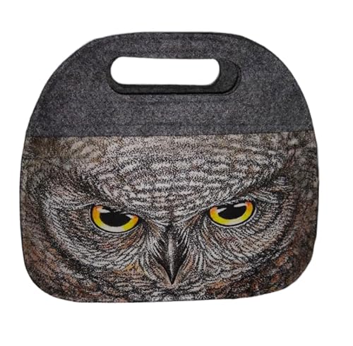 adelleo Mädchen Lunchtasche Tasche Filztasche Handtasche Frühstückstasche aus Filz Motiv Muster Eule Vogel Filztasche Grau Farbe Grau von adelleo