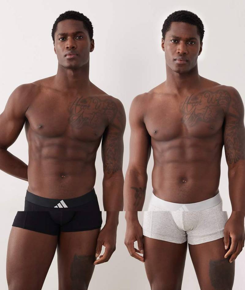 Adidas - Active Flex Cotton - 2er-Pack Trunk-Unterhosen in Grau und Schwarz von adidas