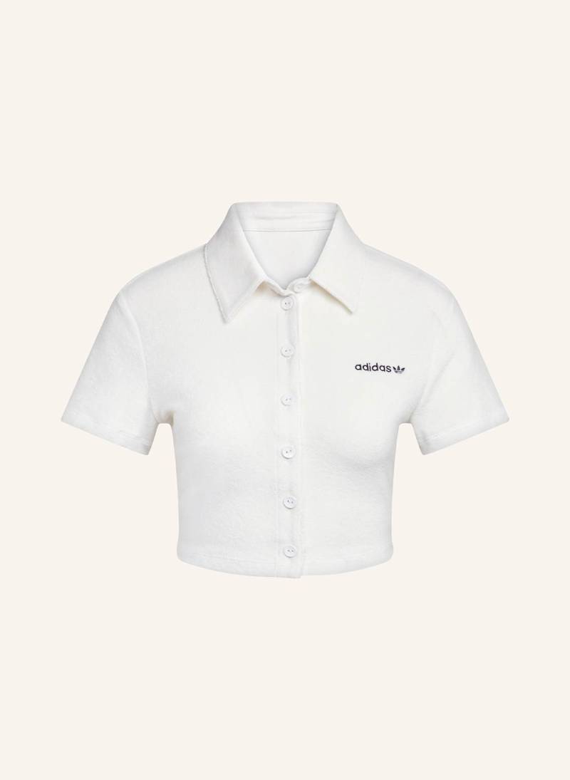Adidas Originals Cropped-Poloshirt Striped Towel Button Up Aus Frottee weiss von adidas Originals