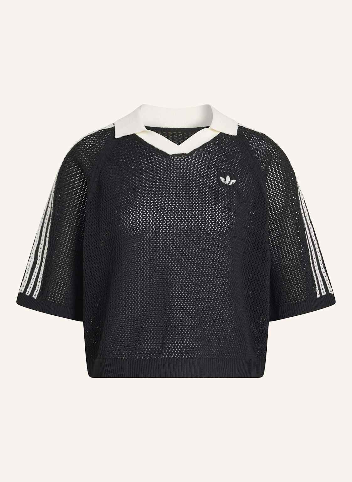 Adidas Originals Knitted Crochet Poloshirt schwarz von adidas Originals