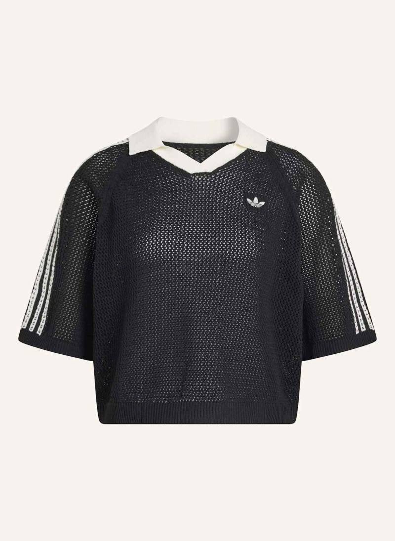 Adidas Originals Knitted Crochet Poloshirt schwarz von adidas Originals
