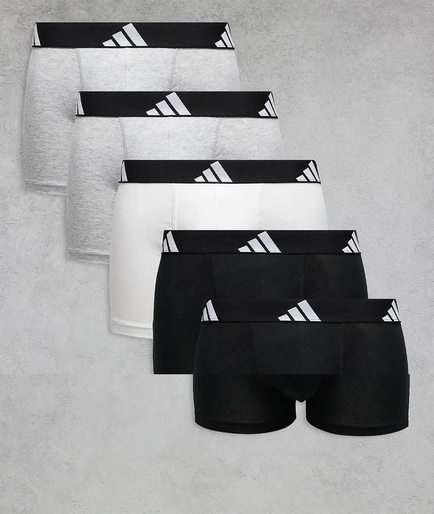 adidas - Active Flex Cotton - 5er-Pack Trunk-Unterhosen in Weiß, Grau und Schwarz von adidas