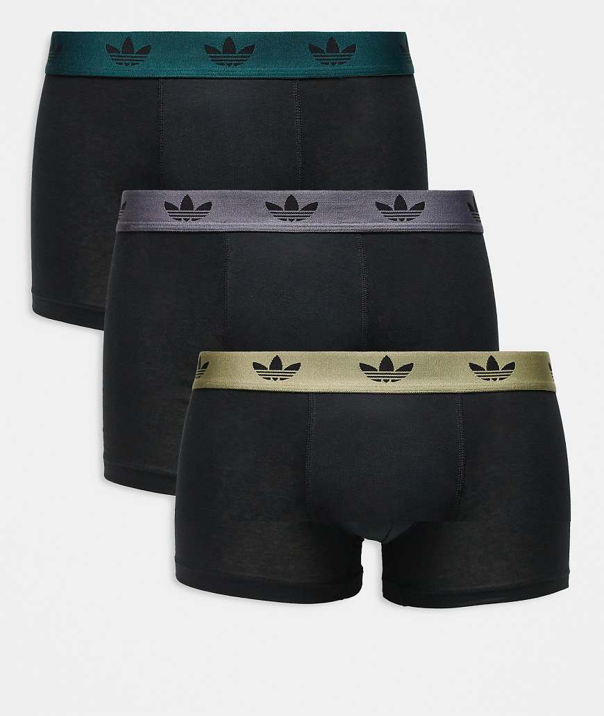 adidas - Comfort Flex - 3er-Pack Unterhosen aus Baumwolle in Schwarz mit farblich abgestimmtem Bund von adidas
