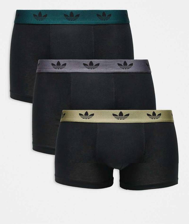 adidas - Comfort Flex - 3er-Pack Unterhosen aus Baumwolle in Schwarz mit farblich abgestimmtem Bund von adidas