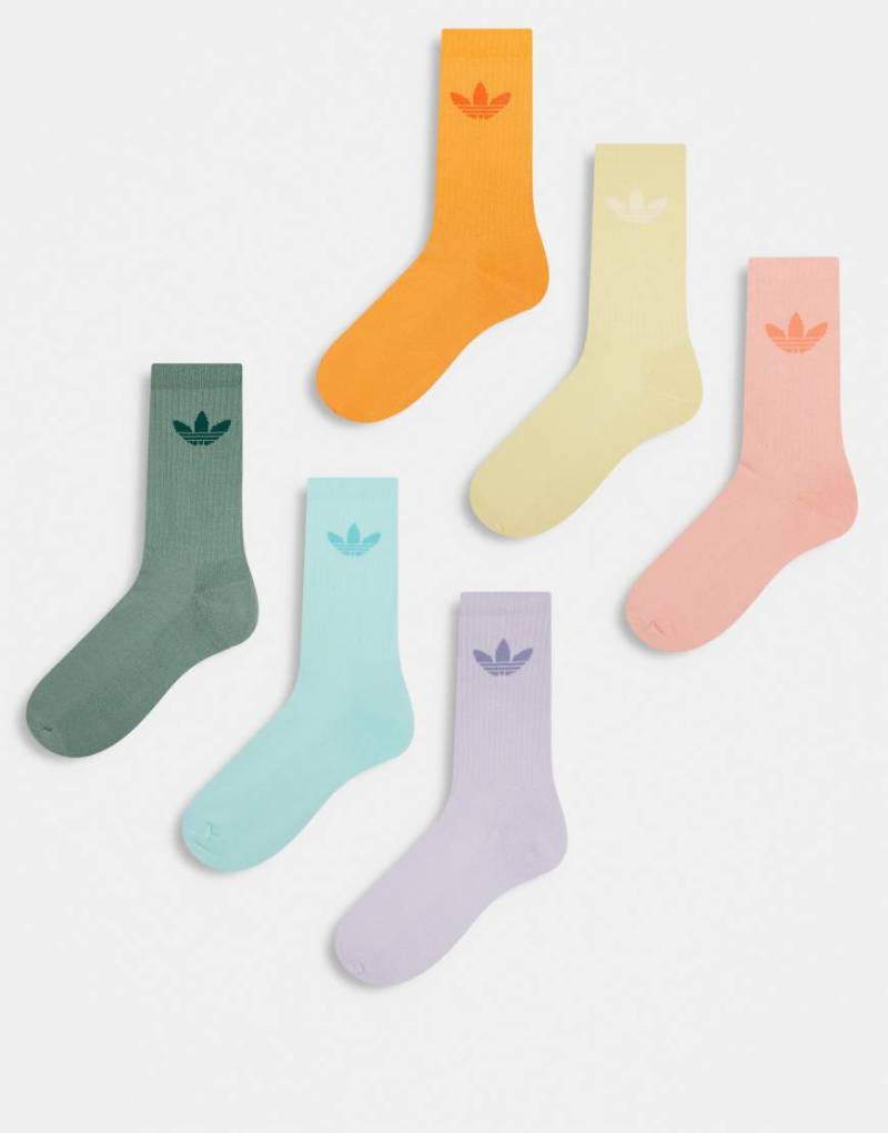 adidas Originals - 6er-Pack Crew-Socken in Pastellfarben-Grün adidas Originals - 6er-Pack Crew-Socken in Pastellfarben-Grün von adidas Originals