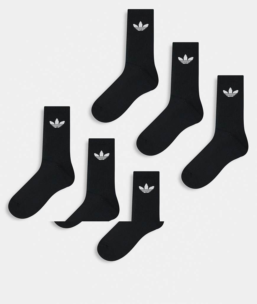 adidas Originals - 6er-Pack Socken in Schwarz mit Dreiblatt-Logo von adidas Originals