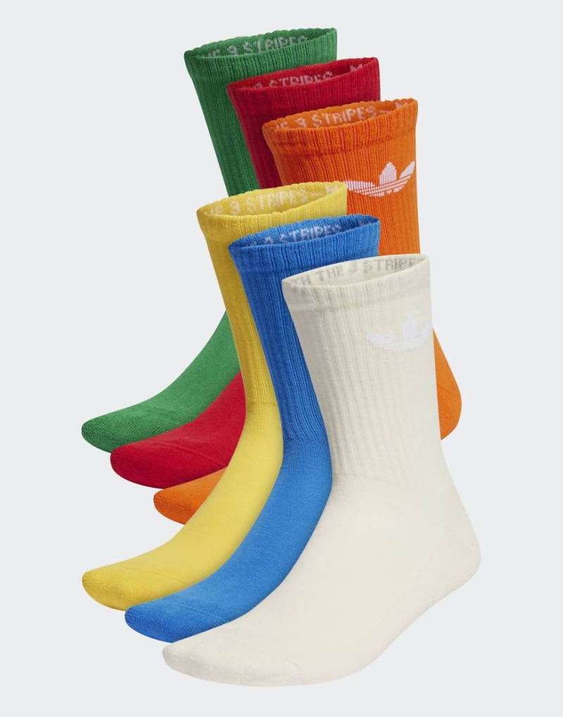 adidas Originals - 6er-Pack Socken in den Regenbogenfarben mit Dreiblatt-Logo-Bunt von adidas Originals