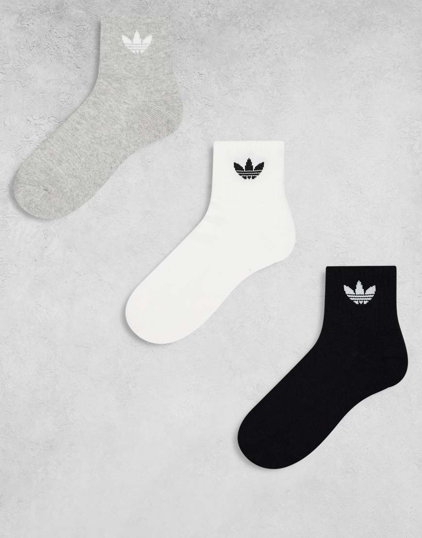 adidas Originals - 6er-Pack knöchelhohe Socken in Schwarz, Grau und Weiß-Bunt adidas Originals - 6er-Pack knöchelhohe Socken in Schwarz, Grau und Weiß-Bunt von adidas Originals