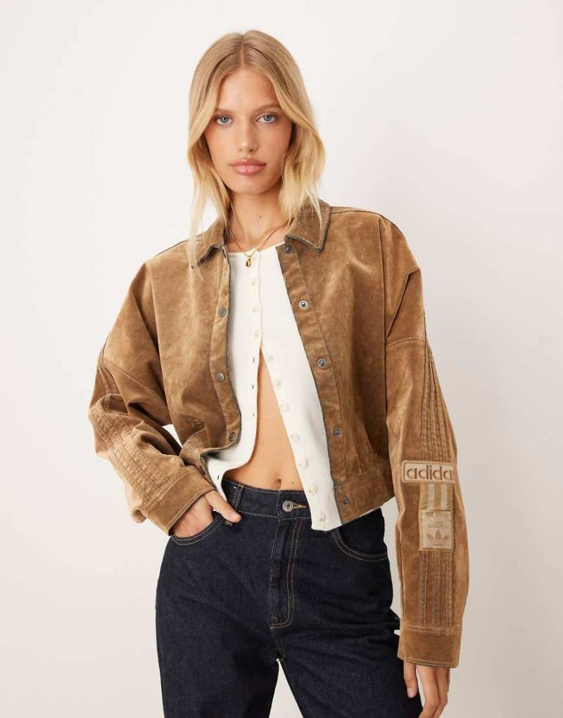 adidas Originals - Adibreak - Jacke au angerautem Twill in Cardboard-Braun-Brown von adidas Originals