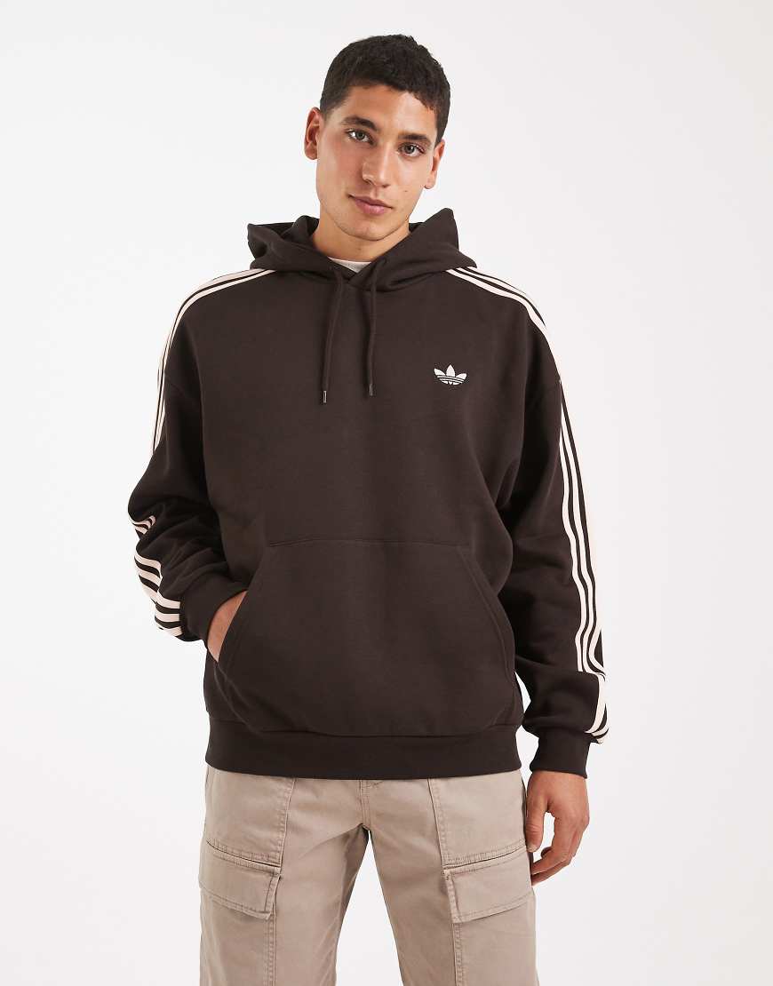 adidas Originals - Adicolor Classics - Kapuzenpullover in Aurora Coffee mit 3 Streifen-Brown von adidas Originals