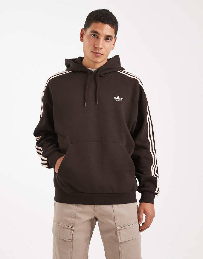adidas Originals - Adicolor Classics - Kapuzenpullover in Aurora Coffee mit 3 Streifen-Brown von adidas Originals
