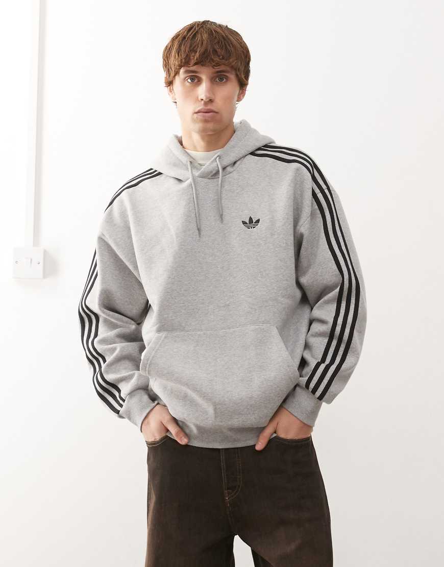 adidas Originals - Adicolor Classics - Kapuzenpullover in mittlerem Heidegrau mit den 3 Streifen von adidas Originals