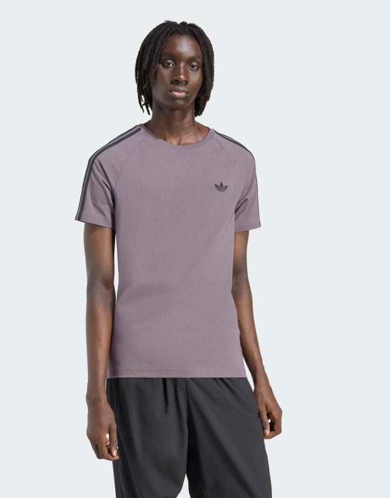 adidas Originals - Adicolor - Enges T-Shirt in Grau-Strata/Schwarz mit Dreiblatt-Logo von adidas Originals