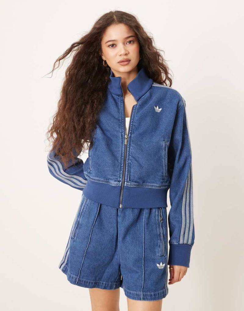 adidas Originals - Adicolor - Jeans-Trainingsoberteil im 90er-Stil in Blau adidas Originals - Adicolor - Jeans-Trainingsoberteil im 90er-Stil in Blau von adidas Originals