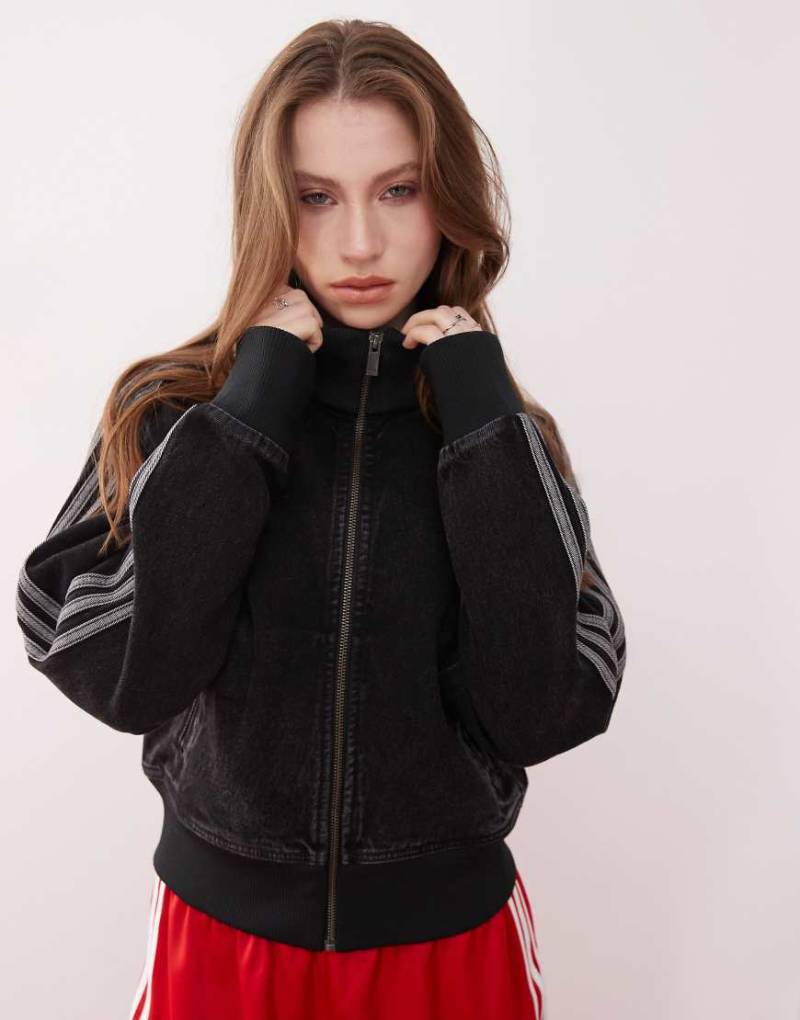 adidas Originals - Adicolor - Jeans-Trainingsoberteil im 90er-Stil in Schwarz von adidas Originals