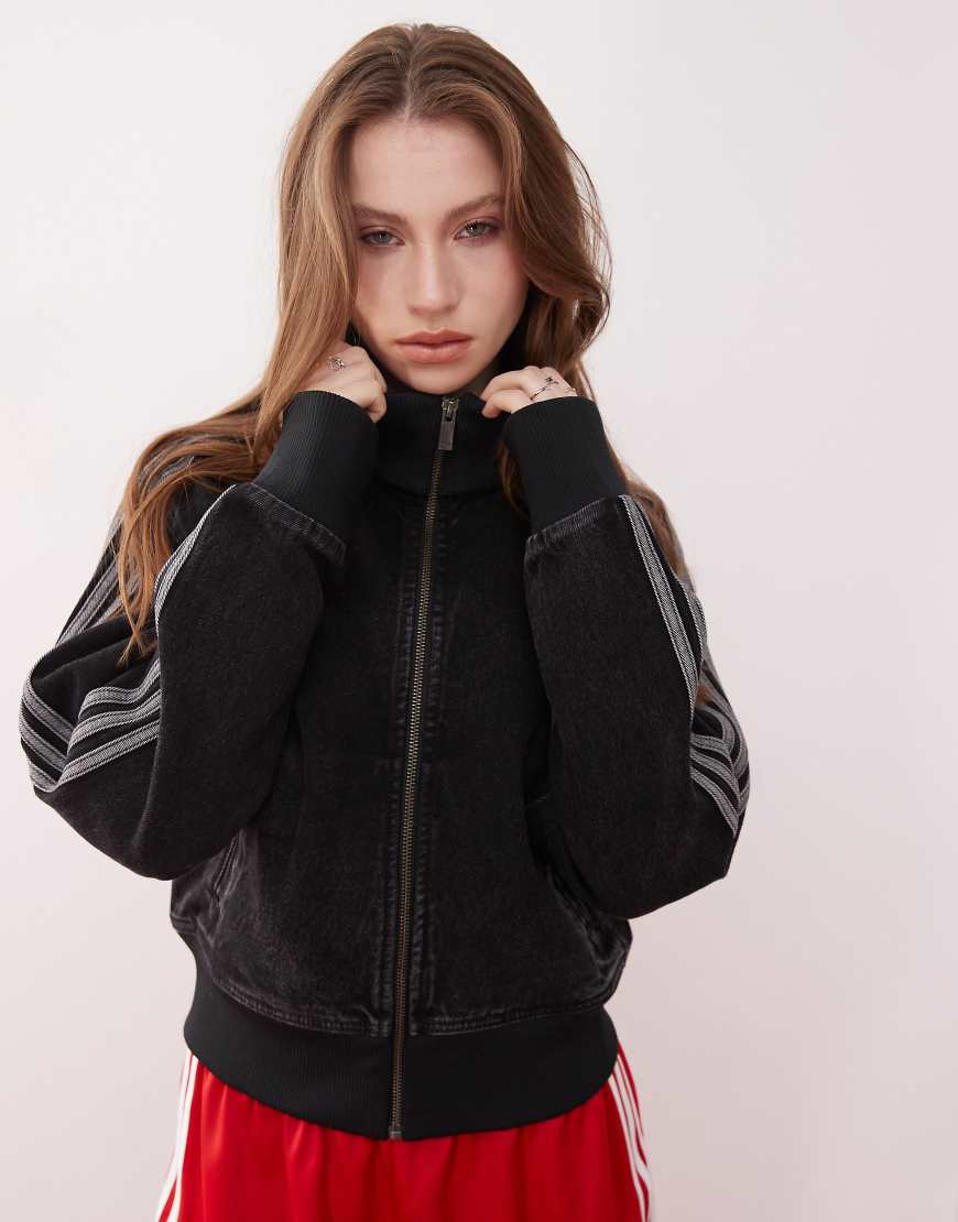 adidas Originals - Adicolor - Jeans-Trainingsoberteil im 90er-Stil in Schwarz von adidas Originals