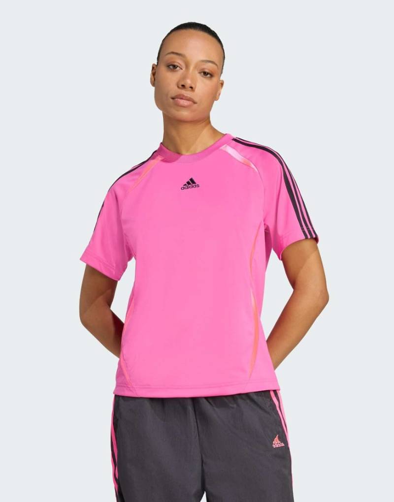 adidas Originals - Adicolor Teamgeist - T-Shirt in Semi Lucid Fuchsia/Schwarz mit lockerer Passform-Rosa von adidas Originals