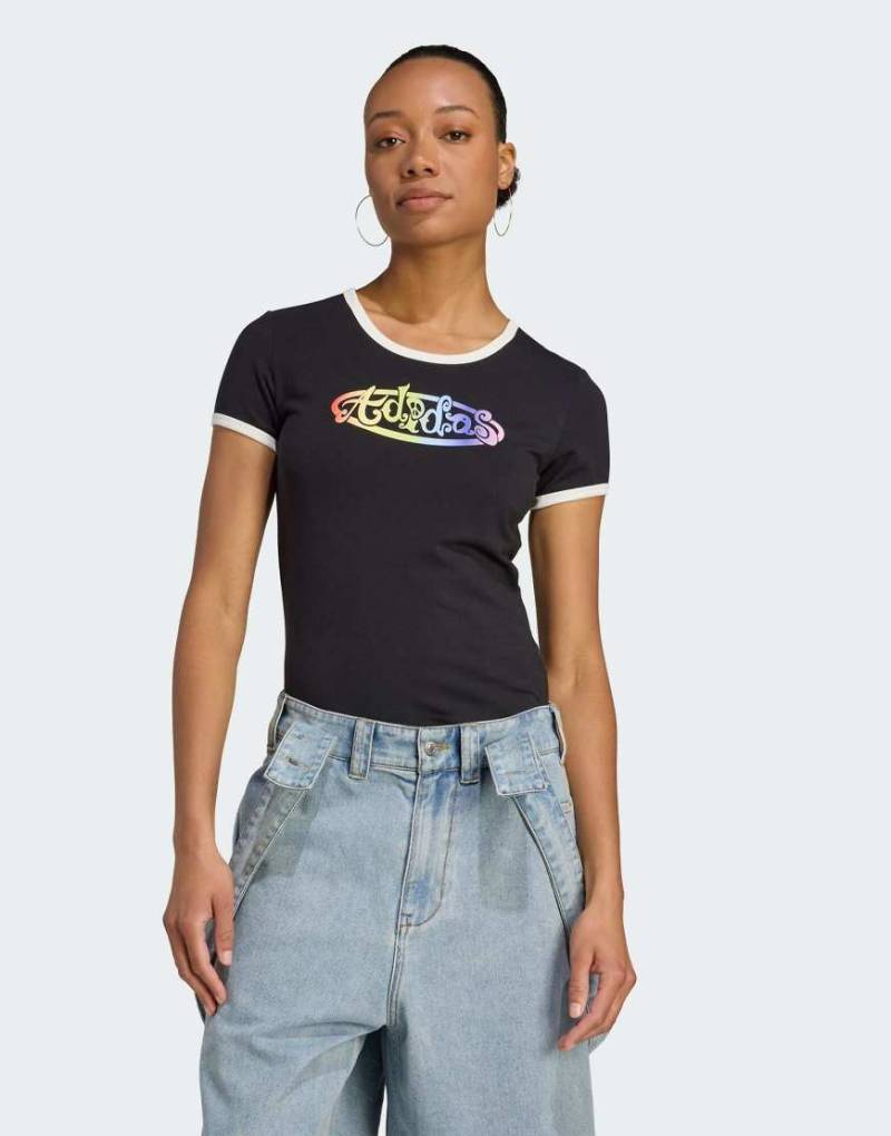 adidas Originals - Adidas x Jeremy Scott - Slim-Fit-T-Shirt in Schwarz mit Grafik von adidas Originals