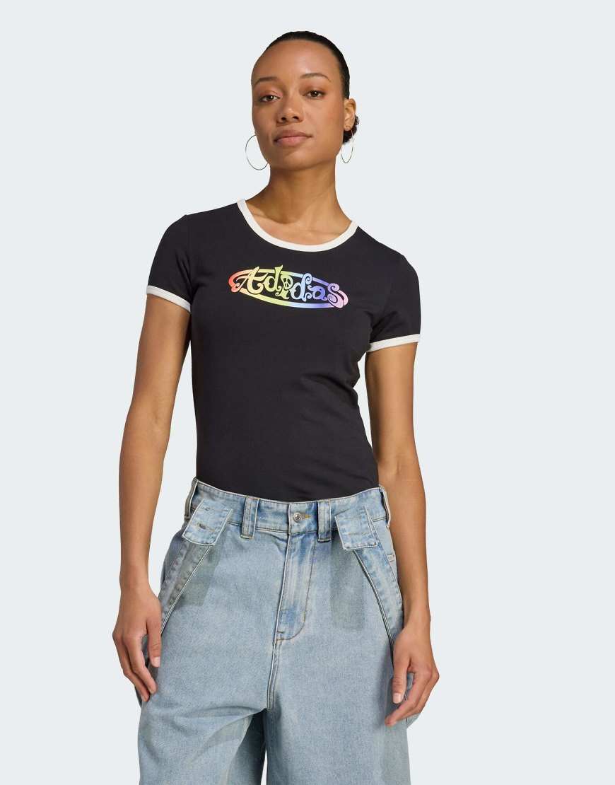 adidas Originals - Adidas x Jeremy Scott - Slim-Fit-T-Shirt in Schwarz mit Grafik von adidas Originals