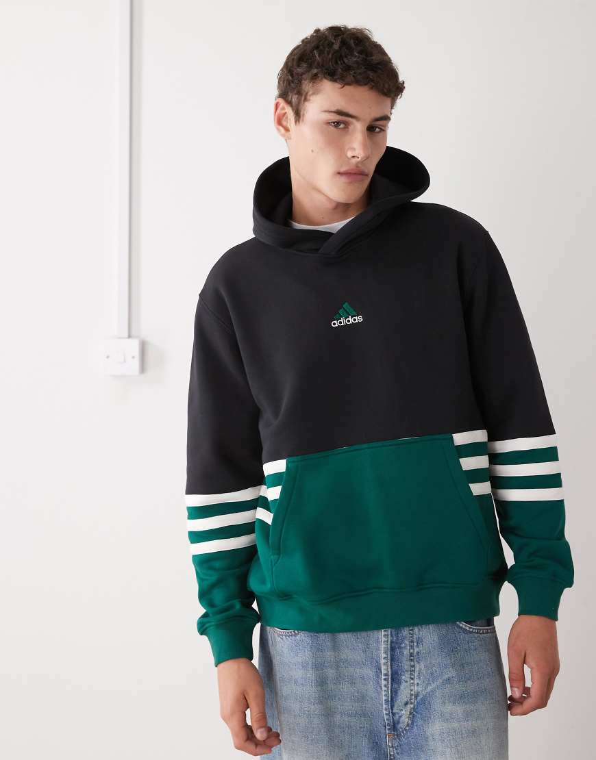 adidas Originals - Archive - Kapuzenpullover in Schwarz und Grün von adidas Originals
