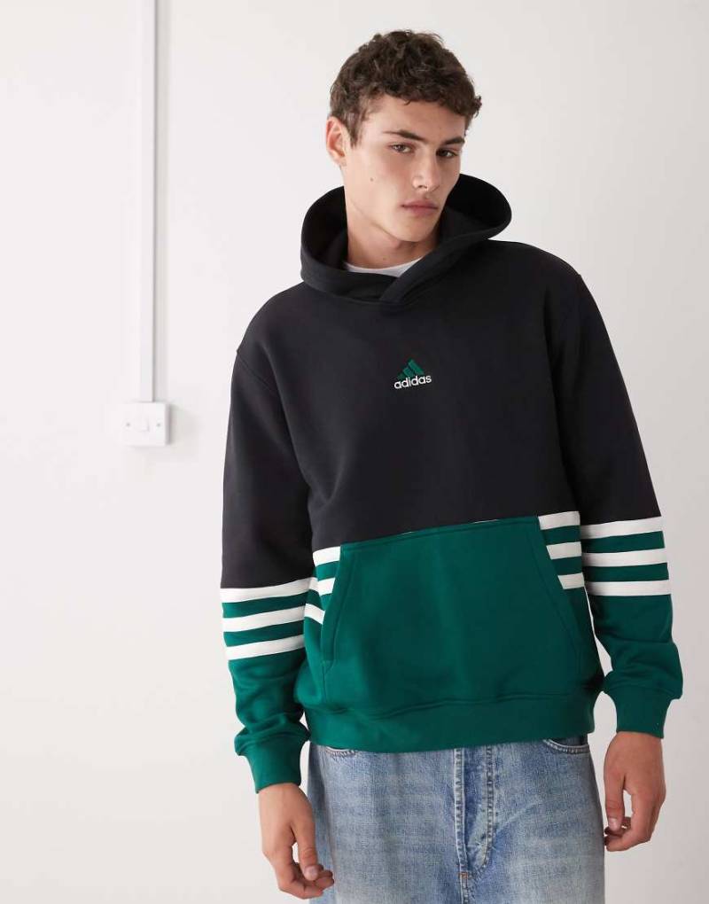 adidas Originals - Archive - Kapuzenpullover in Schwarz und Grün von adidas Originals