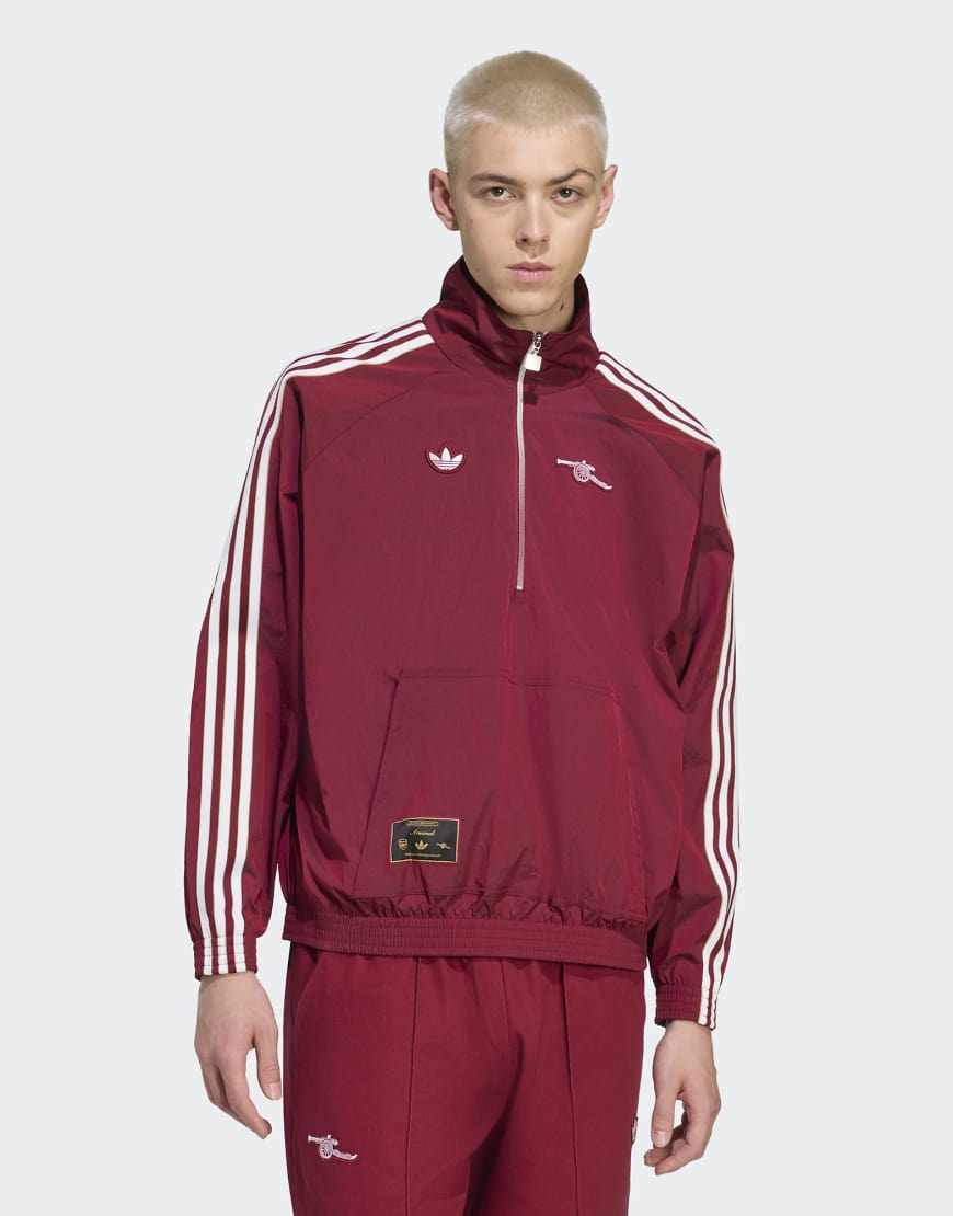 adidas Originals - Arsenal Terrace Icons - Jacke in Team-College-Burgunderrot 2 mit kurzem Reißverschluss von adidas Originals