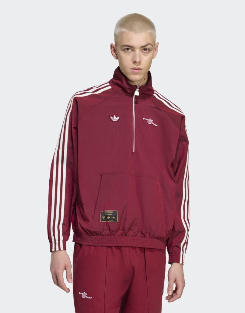 adidas Originals - Arsenal Terrace Icons - Jacke in Team-College-Burgunderrot 2 mit kurzem Reißverschluss von adidas Originals