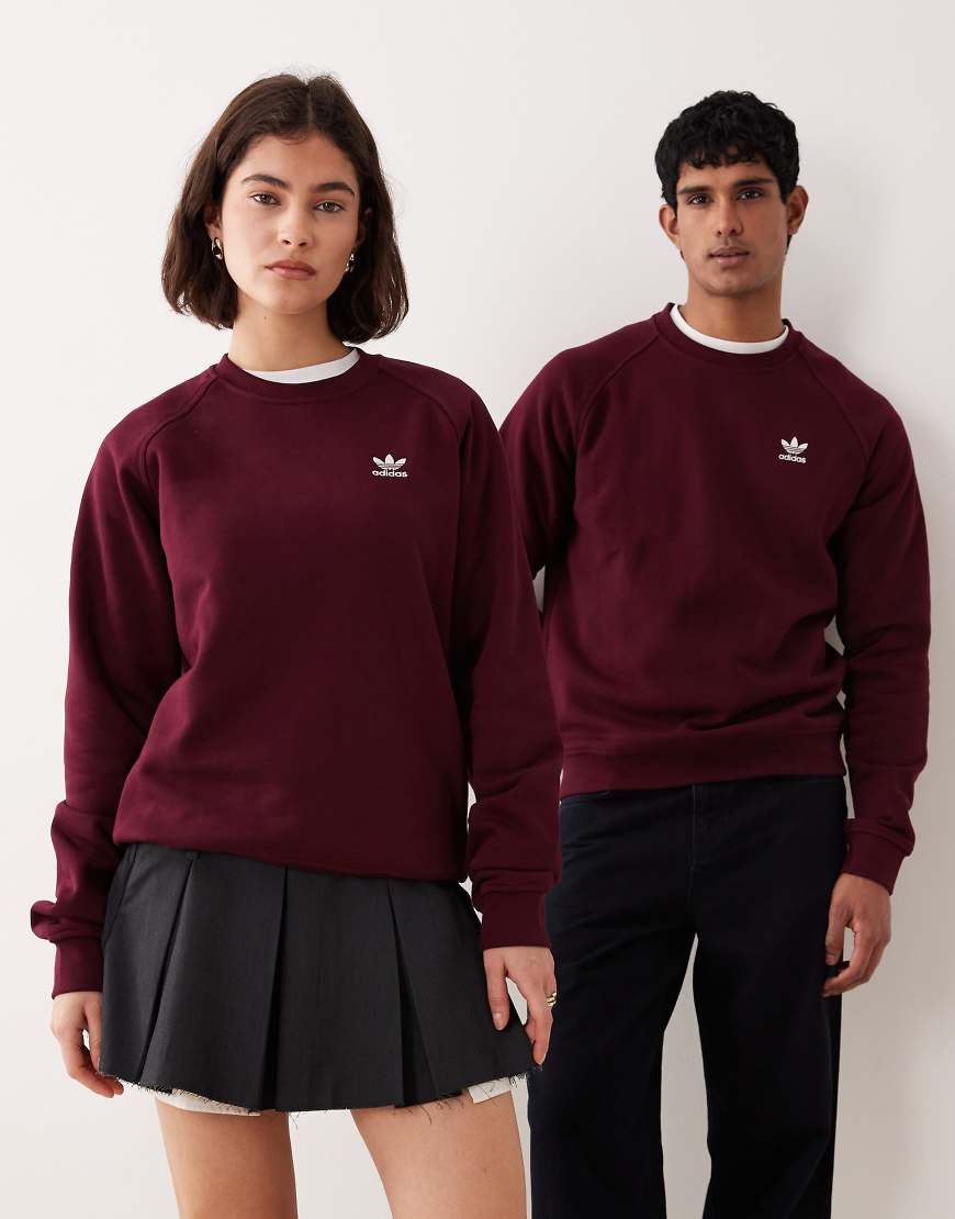 adidas Originals - Basic-Sweatshirt in Burgunderrot mit Rundhalsausschnitt von adidas Originals