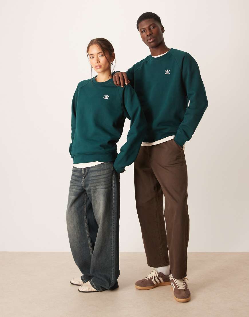 adidas Originals - Basic-Sweatshirt in Dunkelgrün mit Rundhalsausschnitt von adidas Originals